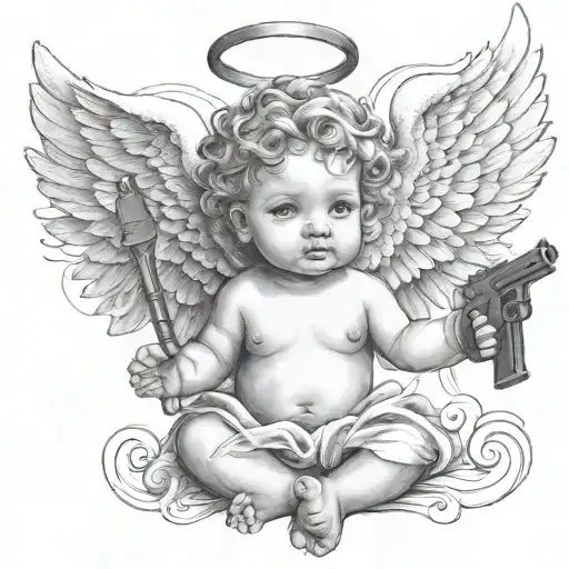 Baby Angel With 2 Smoking Guns