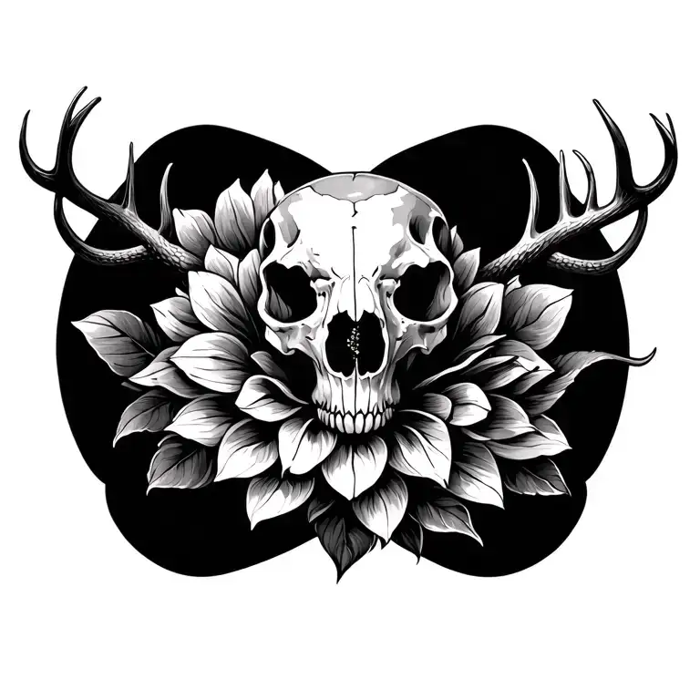 Deer Skull Snake Dahlia Flower