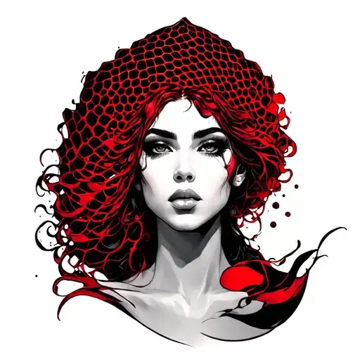 Black And Red Honey Comb With Madusa Sleeve