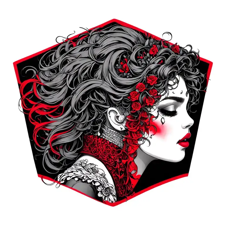 Black And Red With Madusa Sleeve