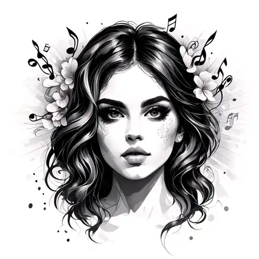 Woman's Face And Music Partition