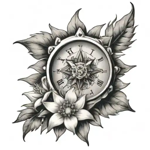 Edelweiss Flower With A Clock