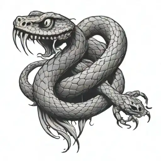 Snake Engulfing A Spider