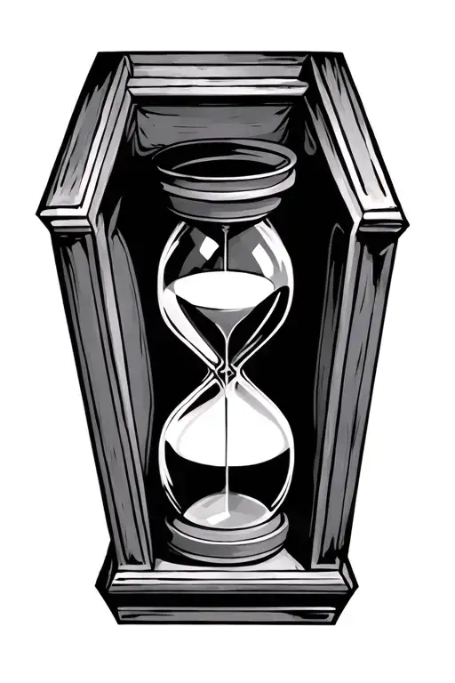 Old Style Coffin With Hourglass In The Front