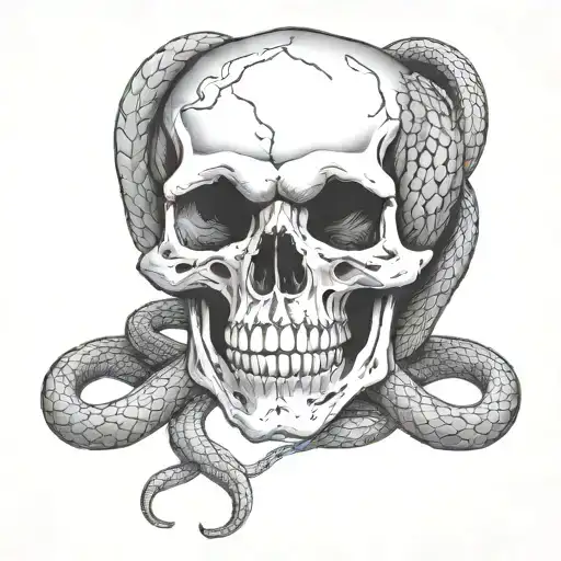 Dark Skull With A Snake