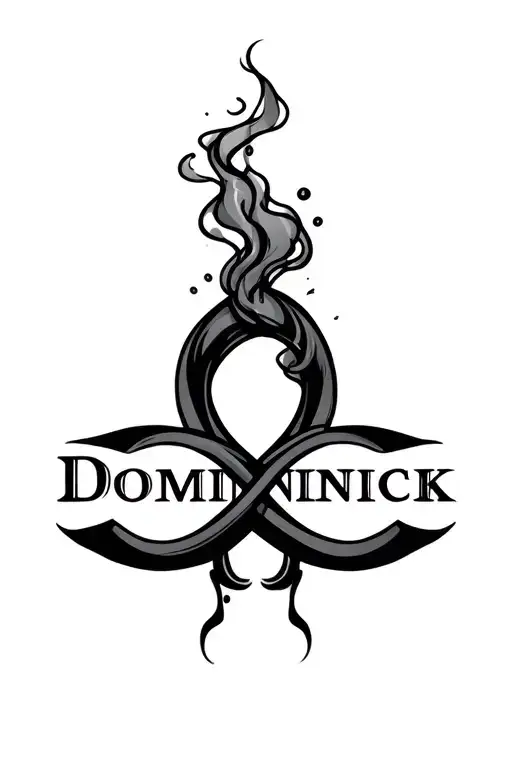 Dominick Name Tattoo With Smoke Infinity Symbol