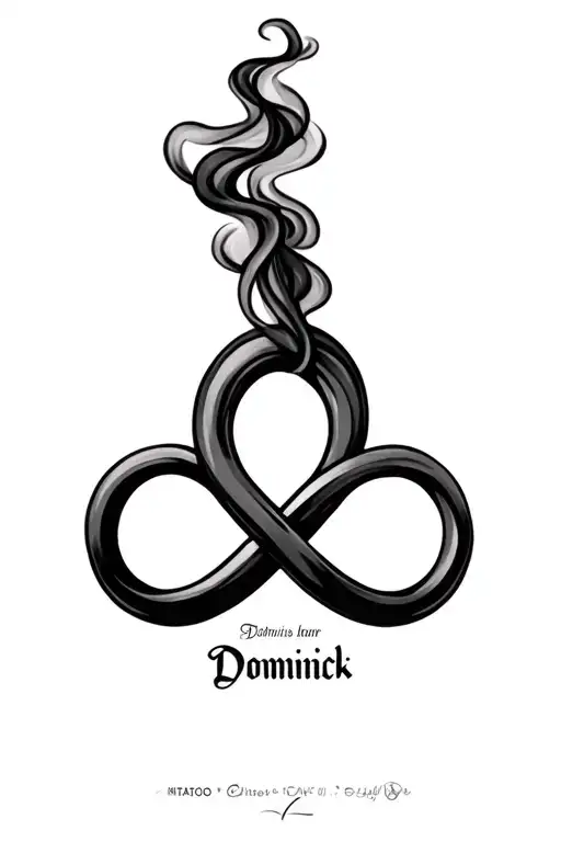 Dominick Name Tattoo With Smoke Infinity Symbol