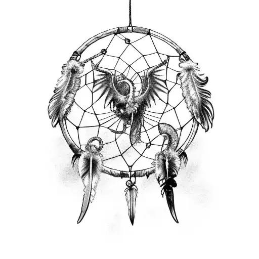 Full Dreamcatcher With Side Dragon Wings With Todays Date In The Top