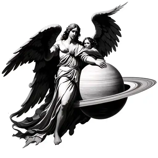Archangel And Angel With Saturn And Uranus