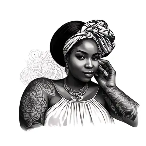 African Mother Dress Holding