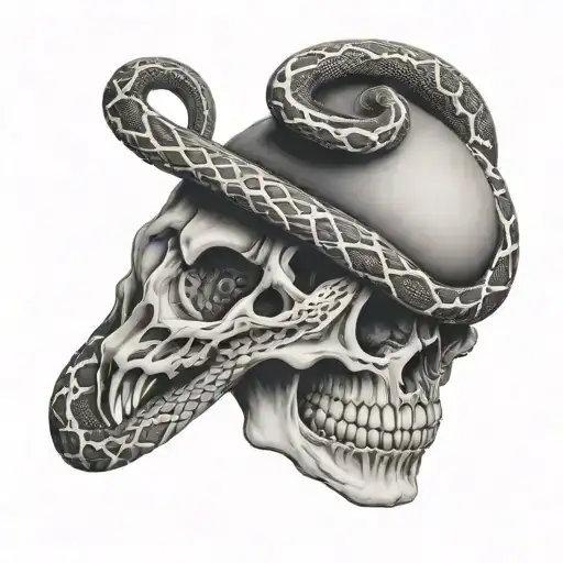 Ball Python Through A Skull Soft Shading