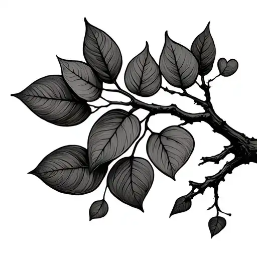 Tree Branch With Heart Shaped Leaves