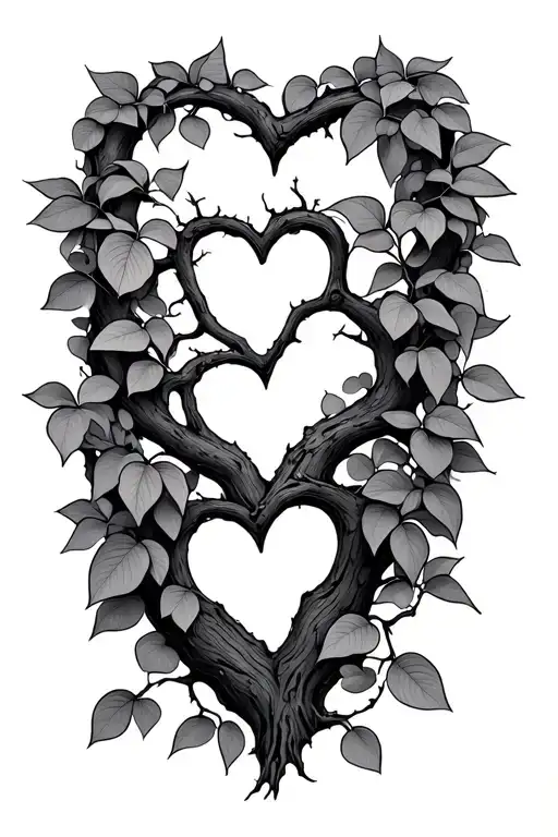Tree Branch With Heart Shaped Leaves Growing