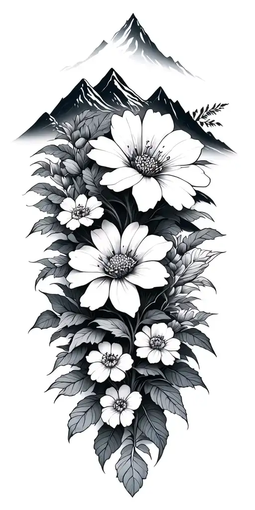 Mountains And Flower