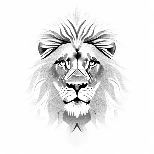 Half Geometric Half Realistic Lion Head