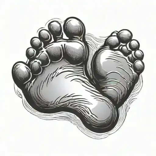 Double Human Baby Footprint With Cute L