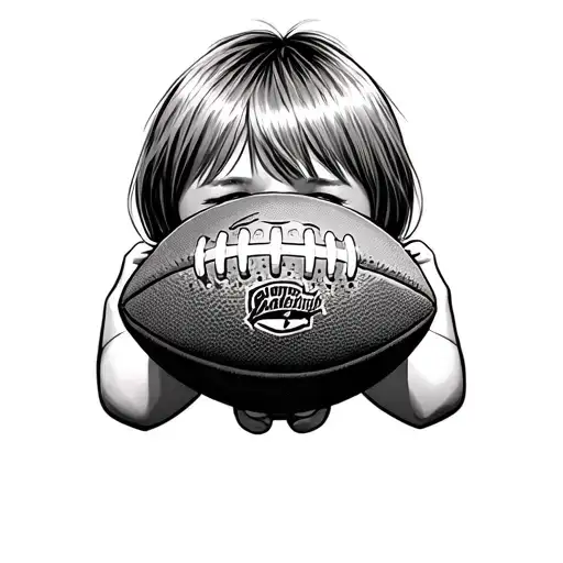 Child Holding A Football From Behind