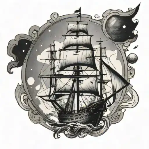 Space Pirate Ship With Planet