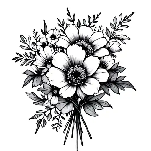 Flower Bouquet Fine Line