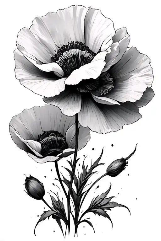 Poppies Blooming Out Of Its