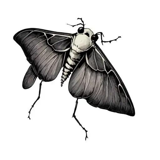 Luna Moth With Wings Made Of Skull