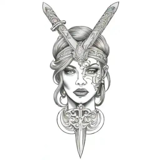 A Woman With A Sword In Her Mouth