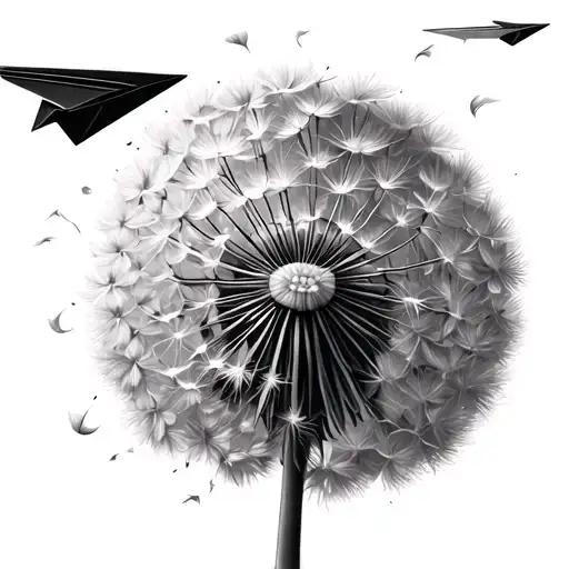 Dandelion And Paper Airplane Flying
