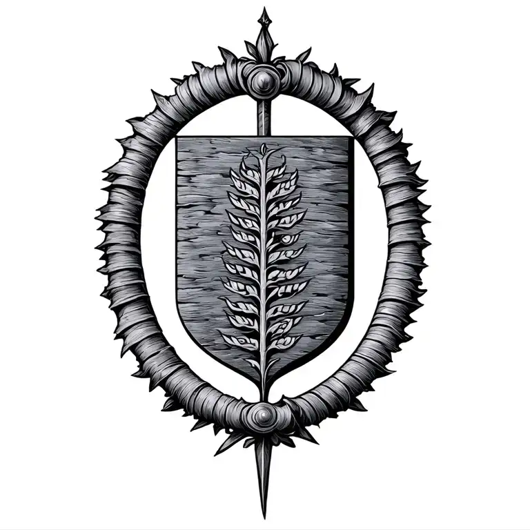 Ogham Writing With Family Crest Featuring