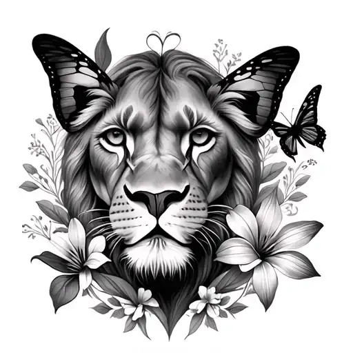 Flowers Butterflies And Leo Sign Incorporated