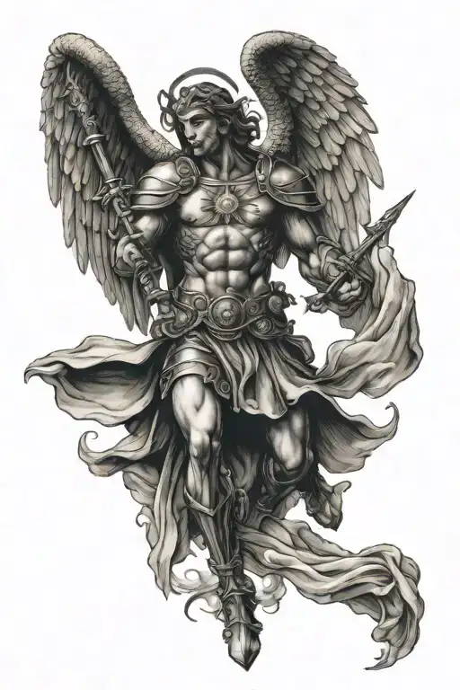 Biblical Figure Saint Michael Defeating The Devil