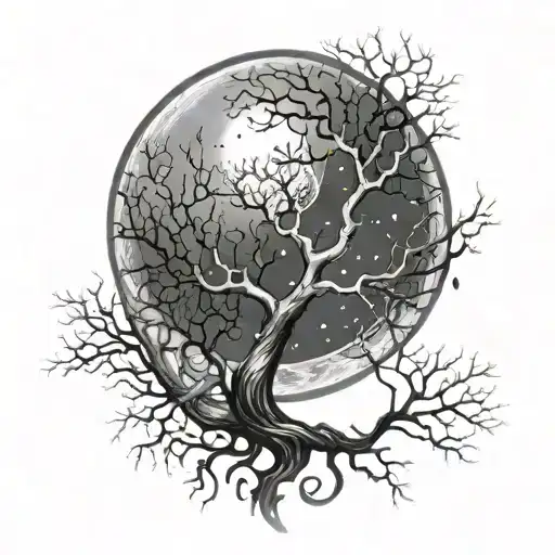 Branchy Tree Of Death Moon Stars Sea