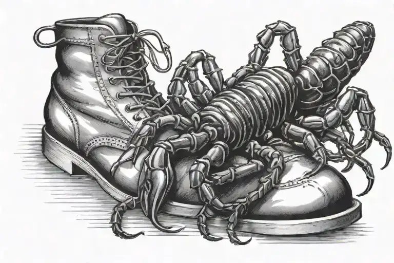 Small Scorpion Crawling Out Of A Mens Shoe