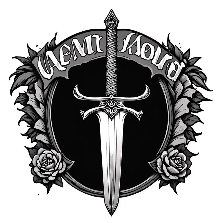 Sword Going Down Spine With Name Above It