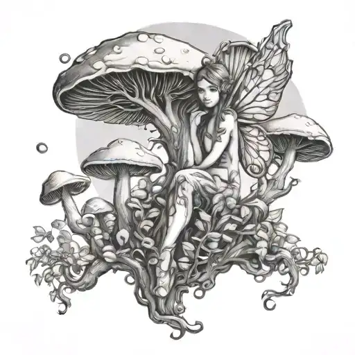 Mushroom Fairy Tree Moon