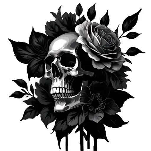 Hour Glass Floral And Skull