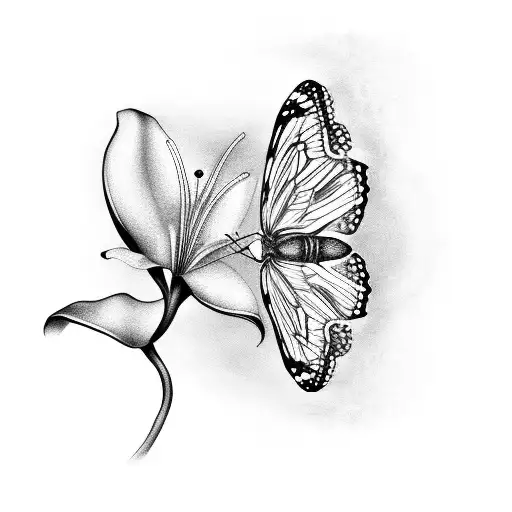 Butterfly With Lilly Of The Water