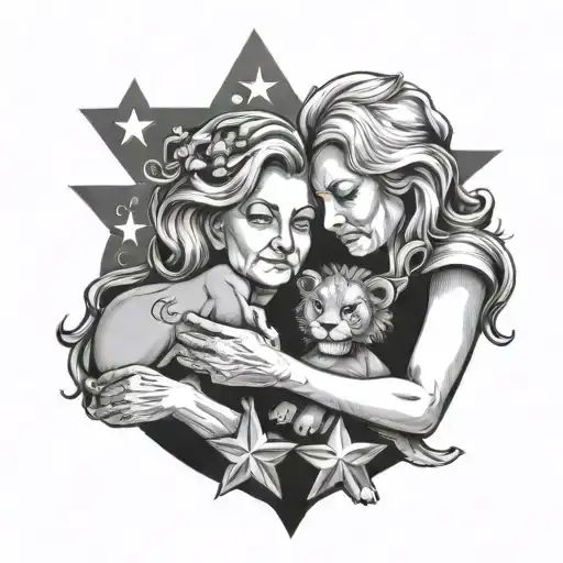 Lionsback Mother Daughter Grandmother Holding Stars