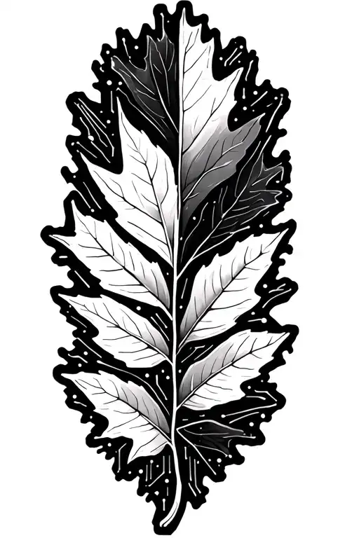 Oak Leaf Half Realitic Half Circuit Board