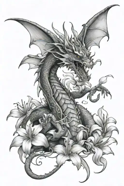 Dragon With Lilies