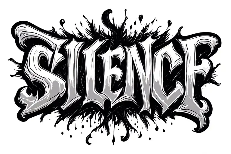 Word Silence On A Dark Font