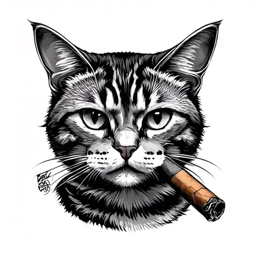 Alley Cat With Cigar Facing Forwards
