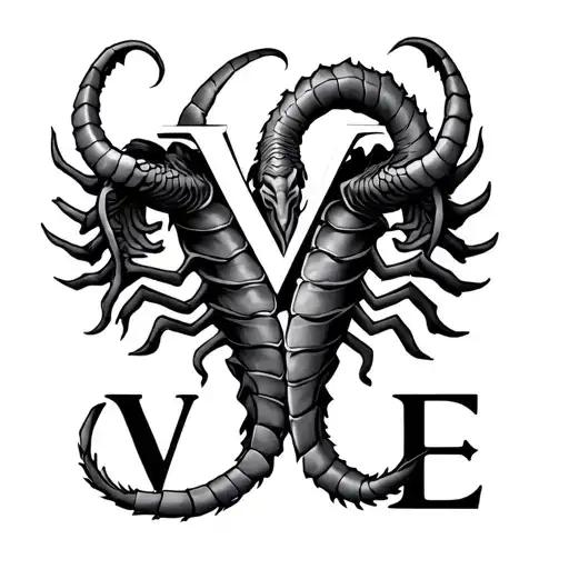 Capricorn Scorpio Entwined Together With Initials V & E