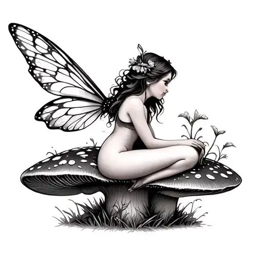 Fairy Sitting On A Mushroom
