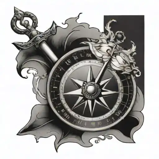 Compass Anchor Compass Rose Next To A Compass