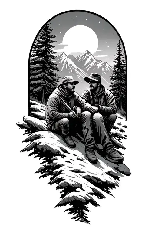 Hunting Mountains Close Friends Sitting