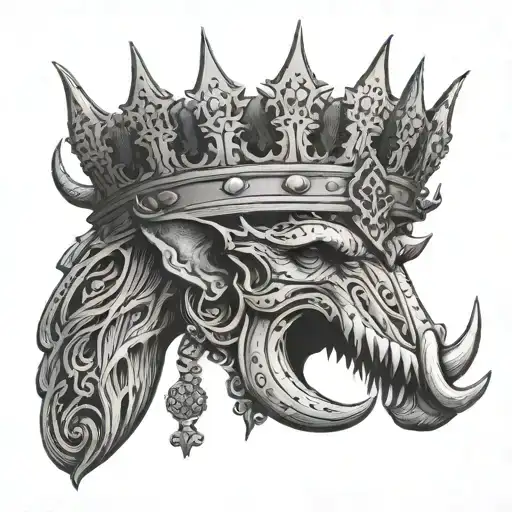 Mastodon Shaped Crown On A Mad King Broken Neck