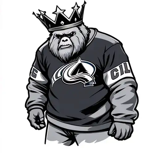 A Yeti Wearing A Colorado Avalanche Jersey Wearing A Crown