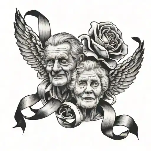 Grandma And Grandad Rip Ribbons Tied Together