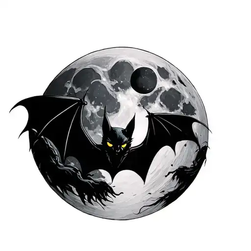 Bat And Moon