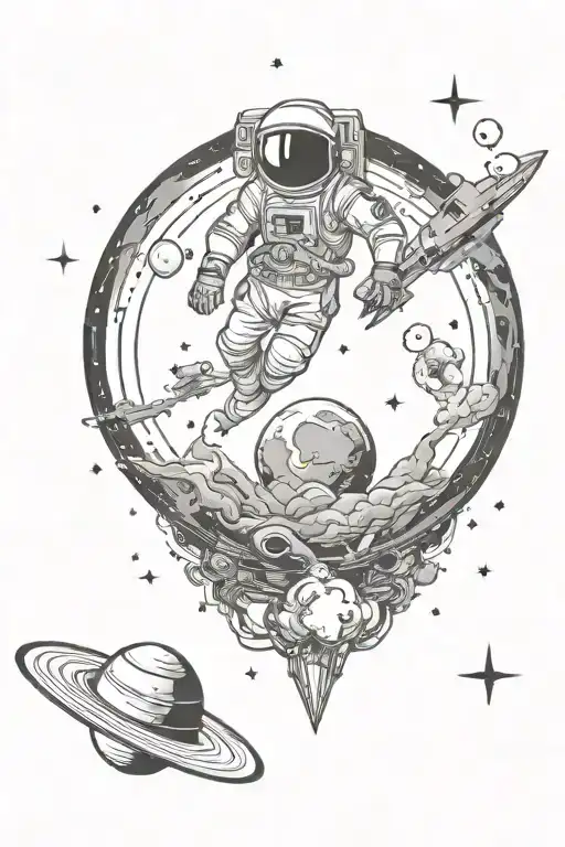 Space Themed Tattoo Featuring